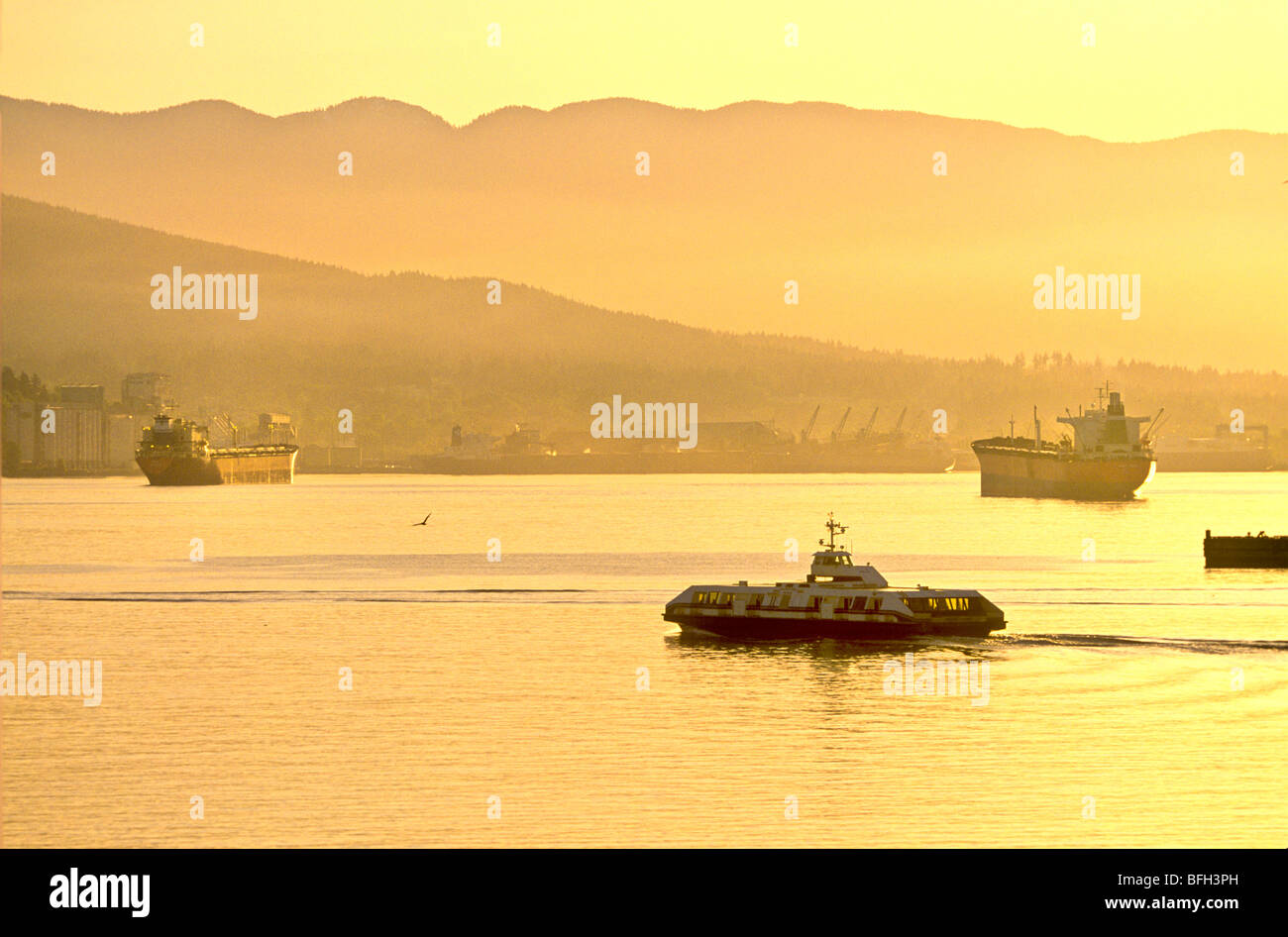 North Vancouver ferry and container port. Vancouver, British Columbia, Canada Stock Photo