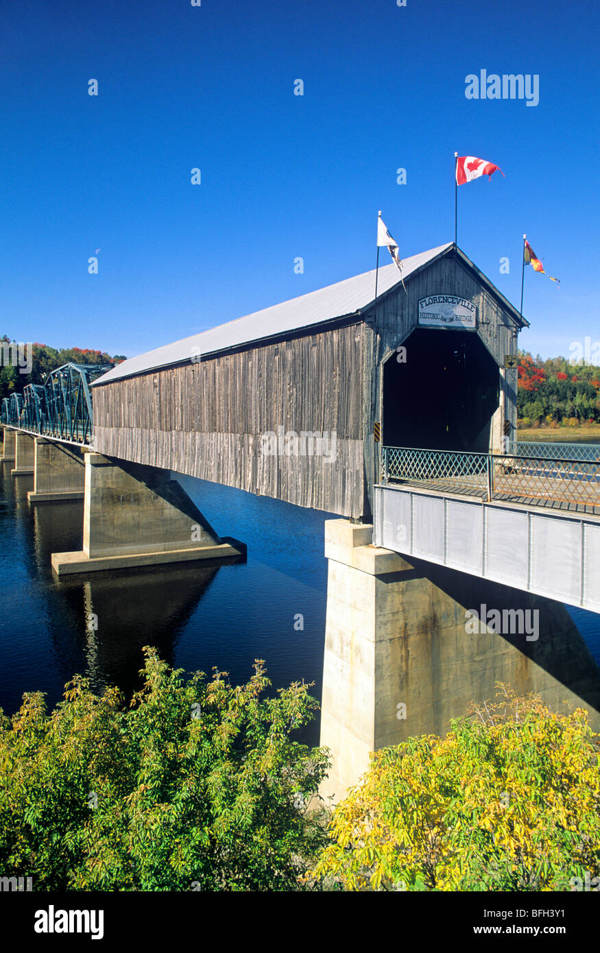 Covered bridge over the Saint John River, Florenceville, New Brunswick, Canada Stock Photo