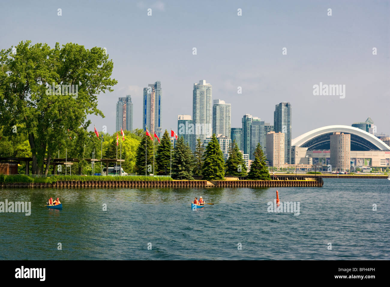 View of Toronto Waterfront from Toronto Islands, Toronto, Ontario, Canada Stock Photo