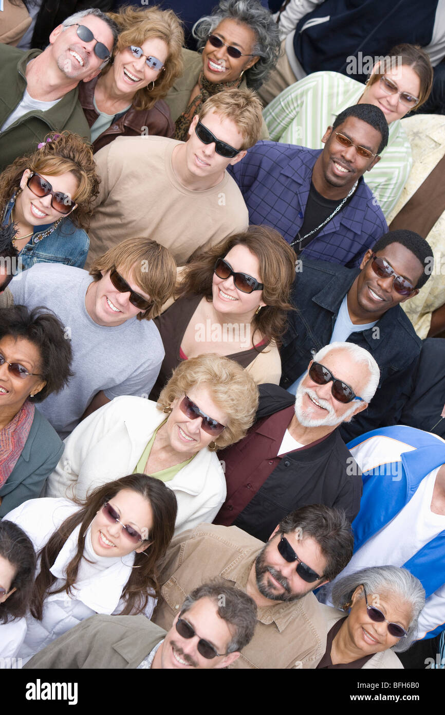 Crowd wearing sunglasses Stock Photo