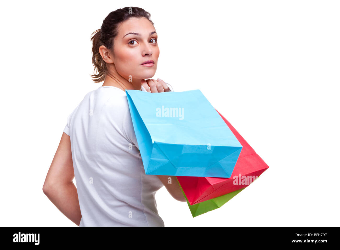 Young woman carrying shopping bags Stock Photo