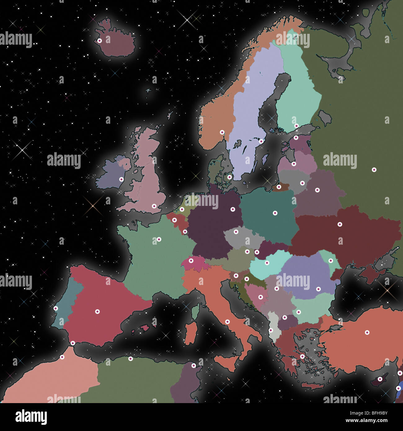 Map Of Europe Showing The Capital Cities Stock Photo Alamy Map Of Europe Showing The Capital Cities BFH9BY
