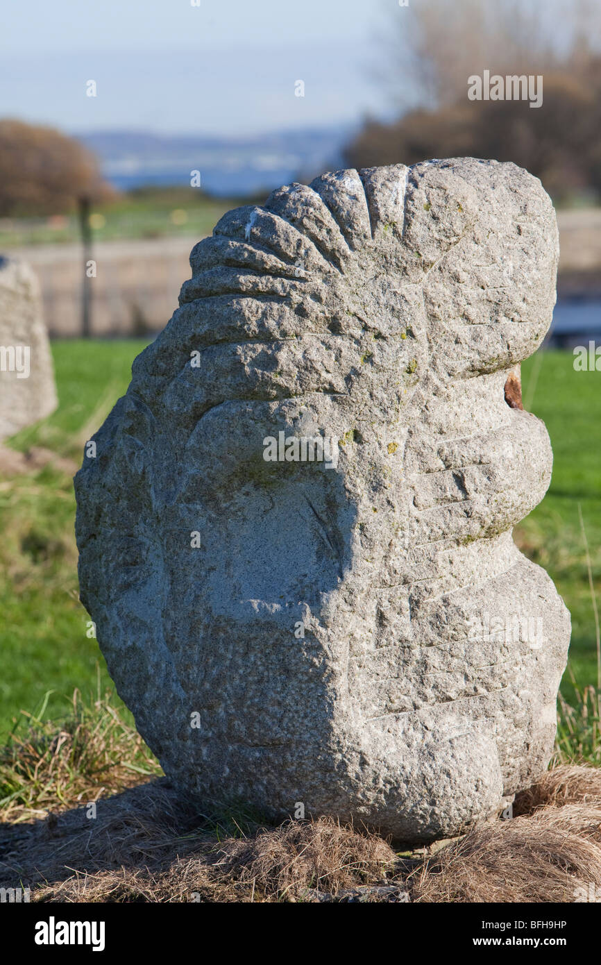 Stone sculpture at Bo'ness Harbour Stock Photo