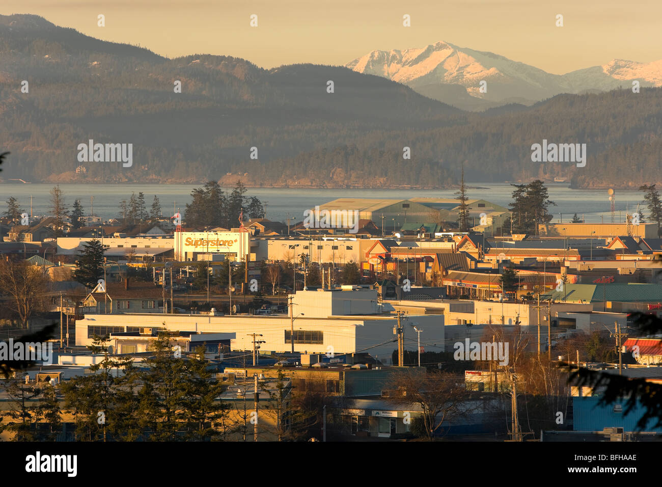 Scenic view of Campbell River with Discovery Passage and Quadra Island