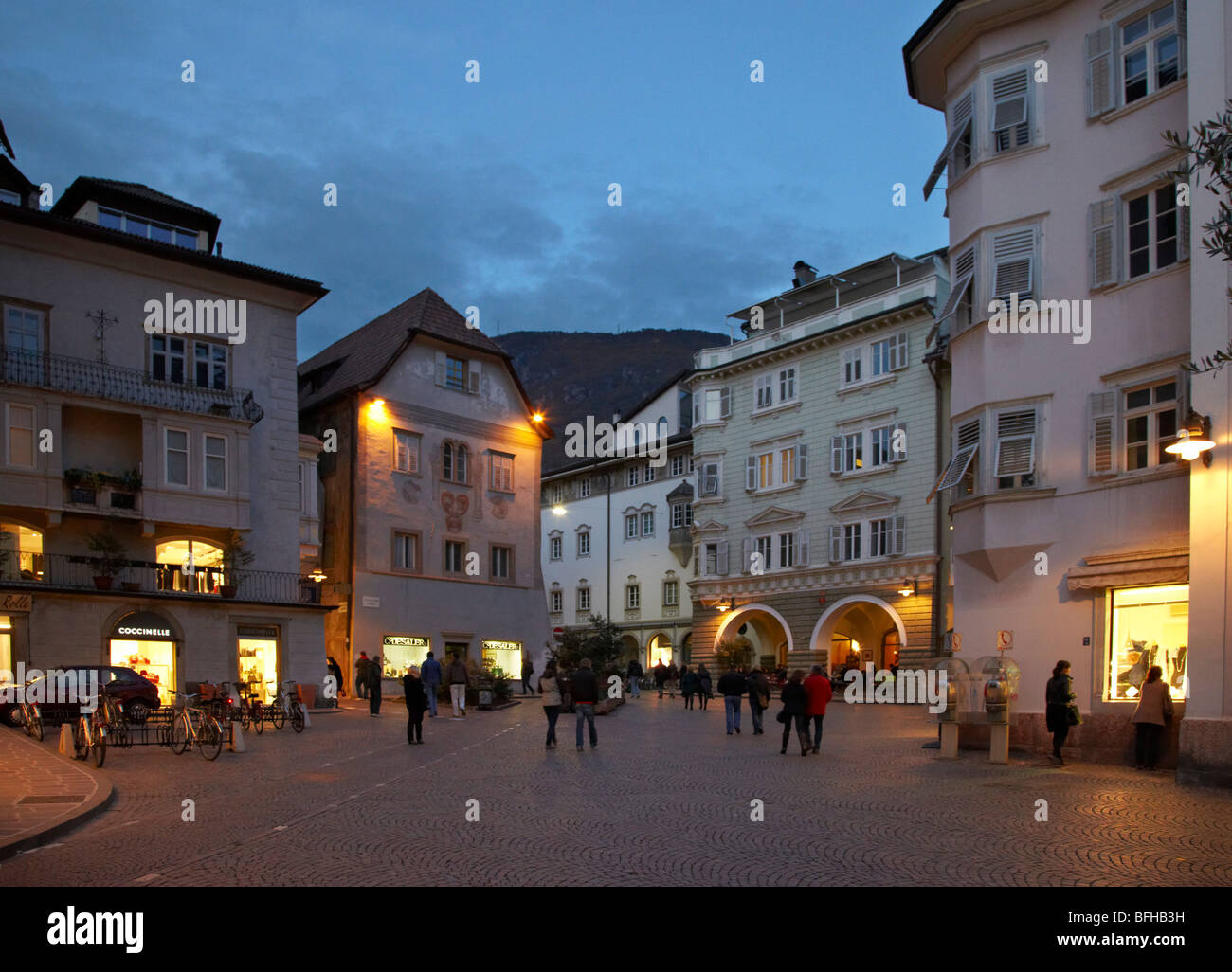 Square in the historical centre of Bolzano, Alto Adige, Italy. Stock Photo