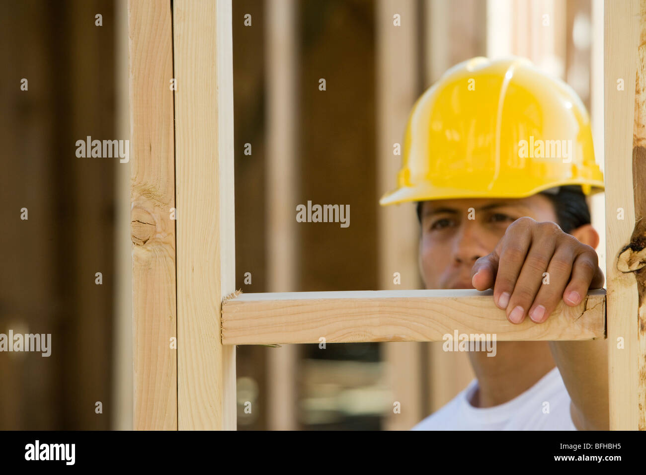 Worker in construction site Stock Photo - Alamy
