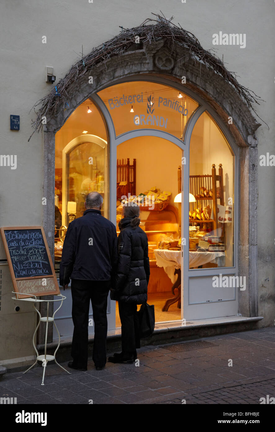 Bakery in the historical centre of Bolzano, Alto Adige, Italy. Stock Photo