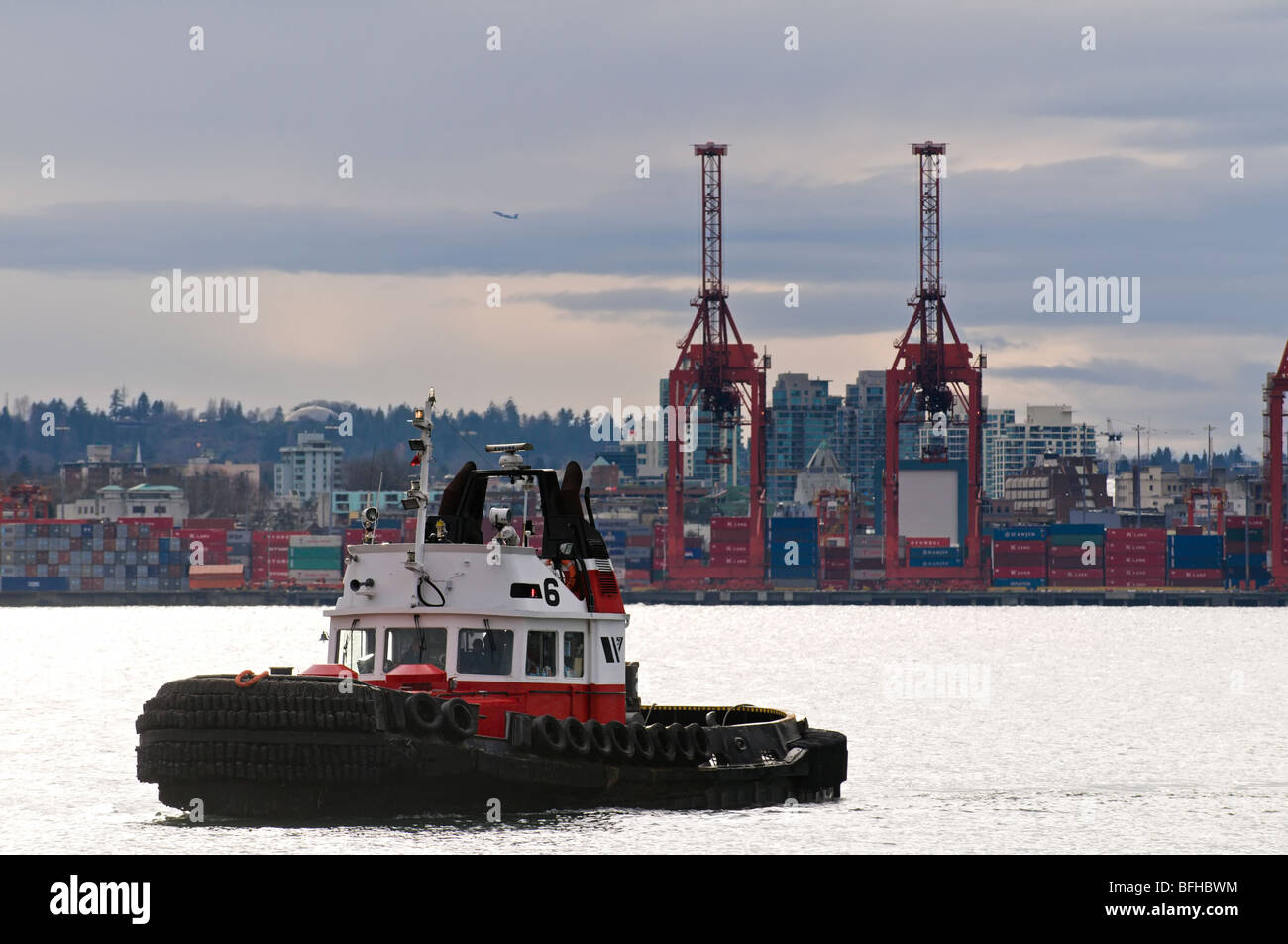 A tugboat in Vancouver BC's harbour. Stock Photo