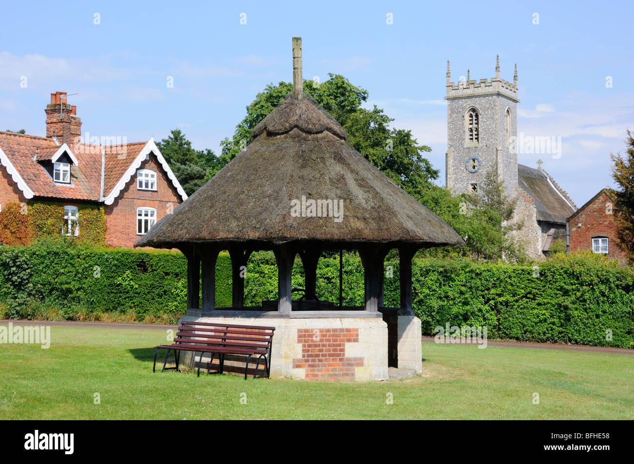 The village green at Woodbastwick in Norfolk, England, UK. Stock Photo
