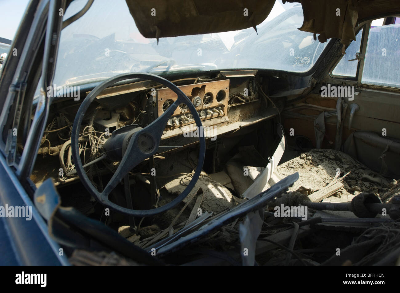Old broken car interior Stock Photo Alamy