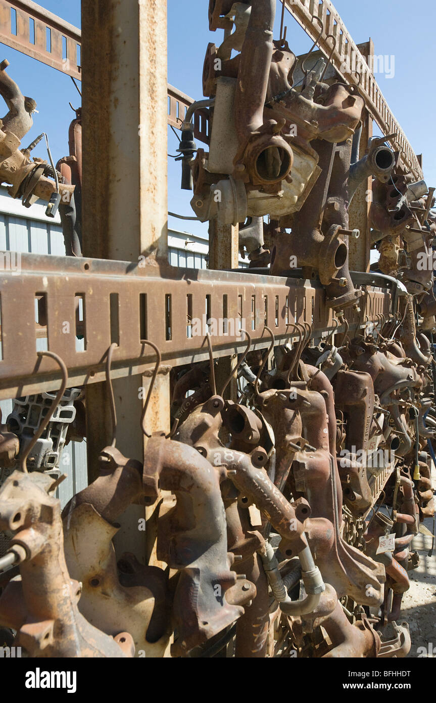 Rusty car parts on rack Stock Photo - Alamy