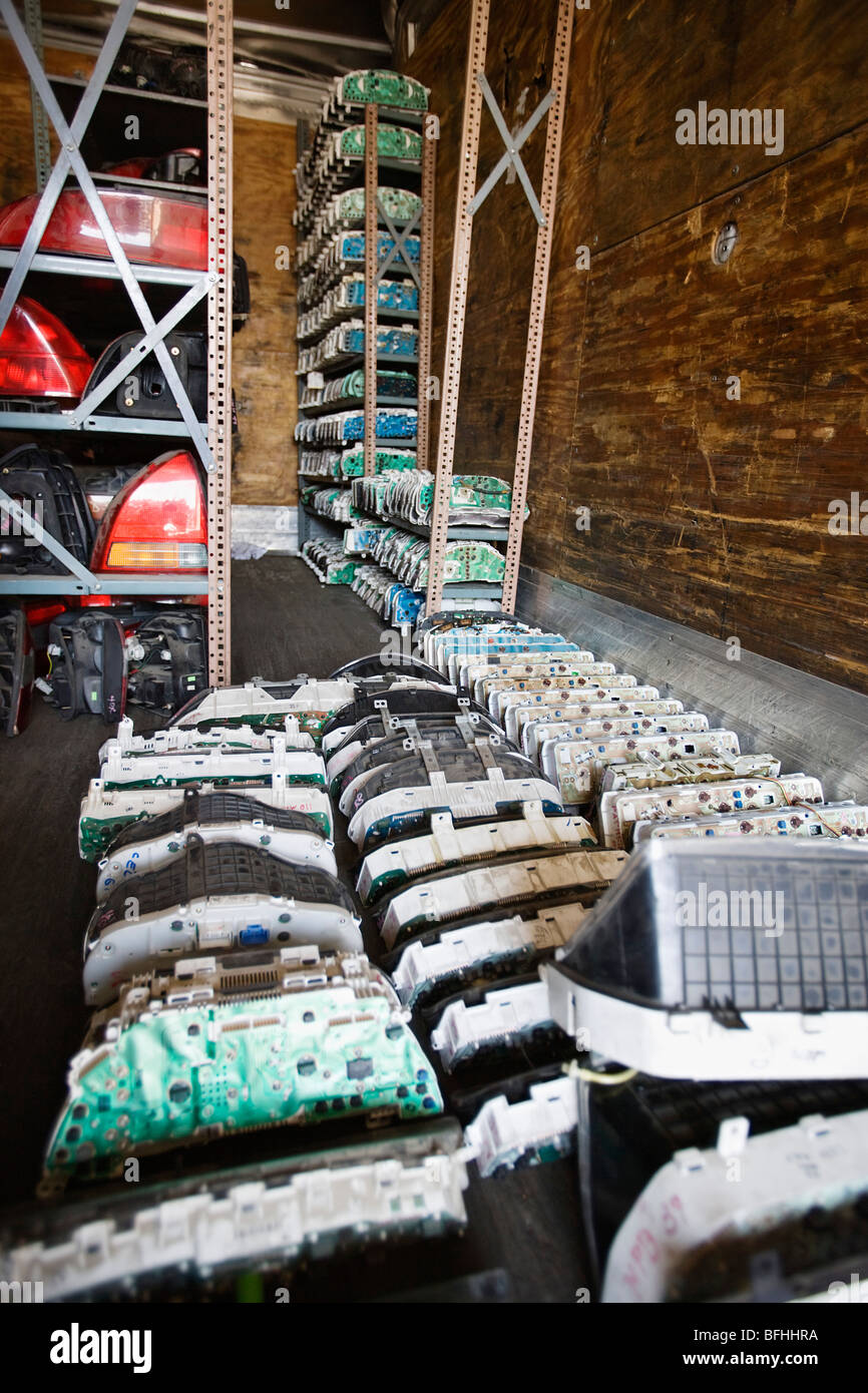 Old car parts in junkyard Stock Photo Alamy