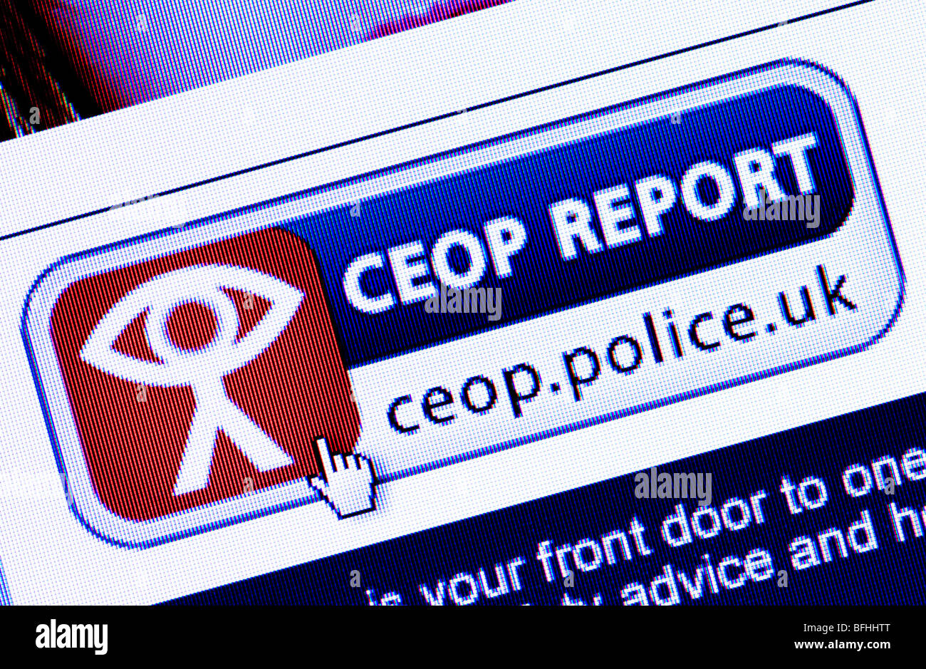 Screenshot of the report abuse button on the Child Exploitation and