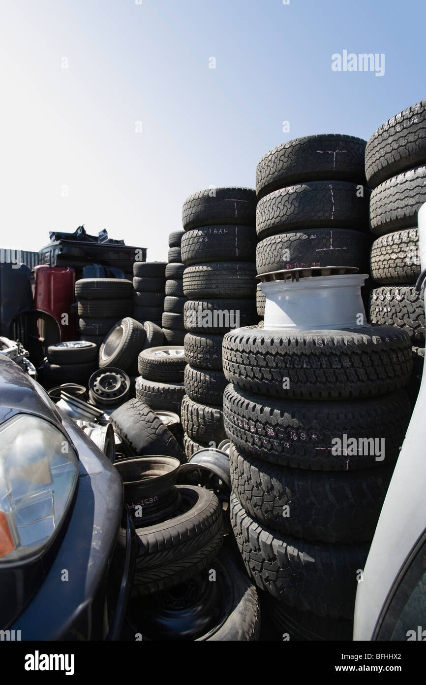 Tires in junkyard Stock Photo Alamy