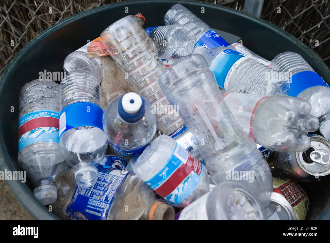 Plastic bottles in bin Stock Photo Alamy