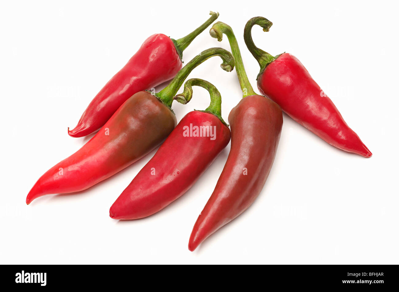 Red chili peppers on white background Stock Photo - Alamy