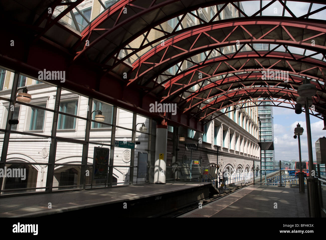 Canary Wharf Docklands light railway station, Docklands London UK Stock Photo