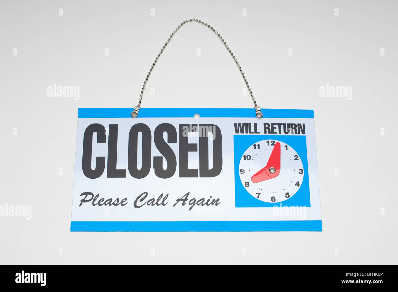 Return Closure Sign reading Closed and Will Return Stock Photo - Alamy