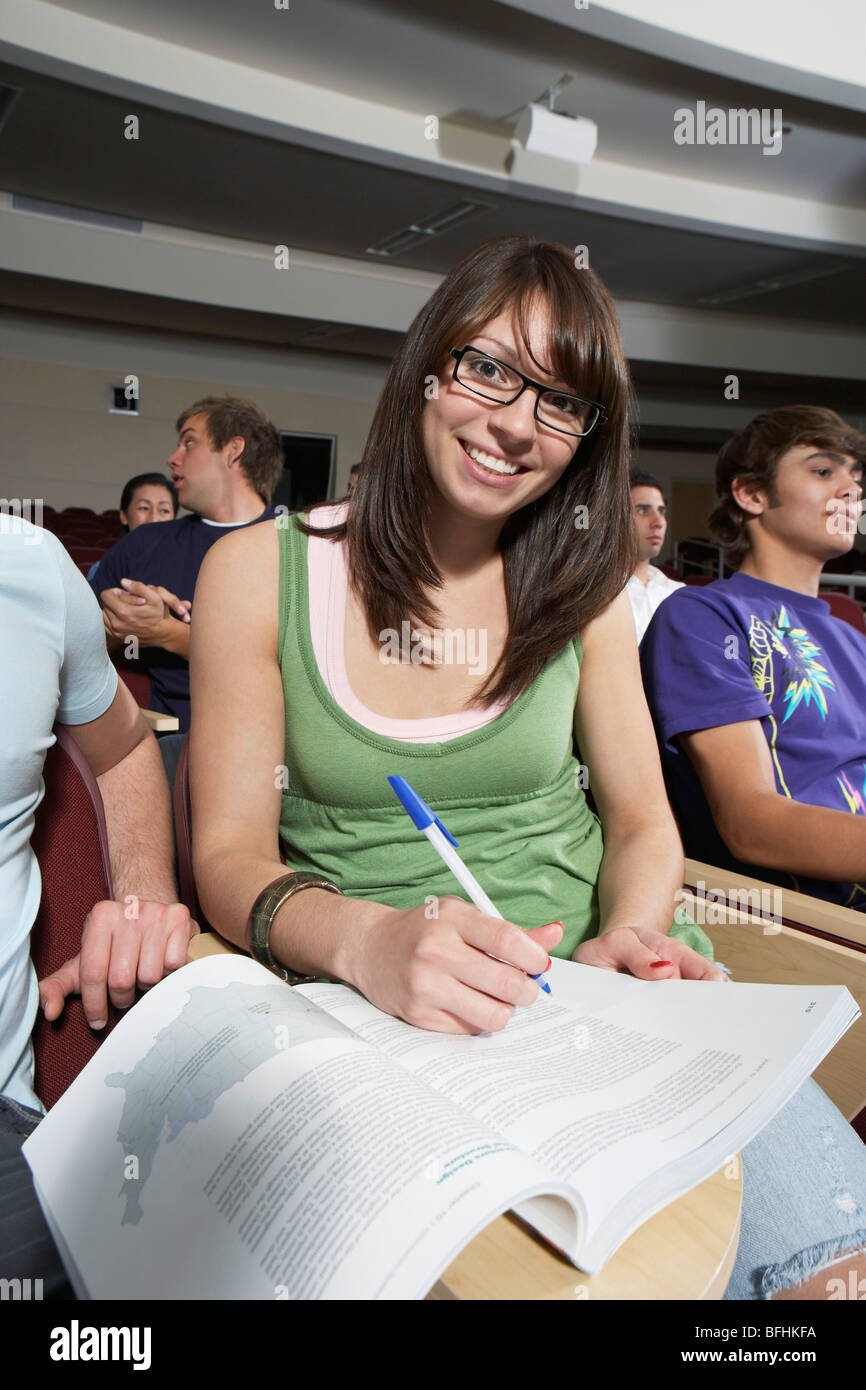 Female student working in class, portrait Stock Photo