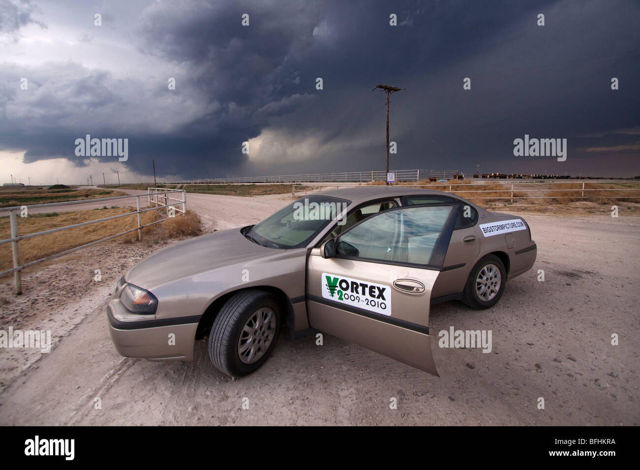 A car participating in Project Vortex 2 near Dodge City, Kansas, USA