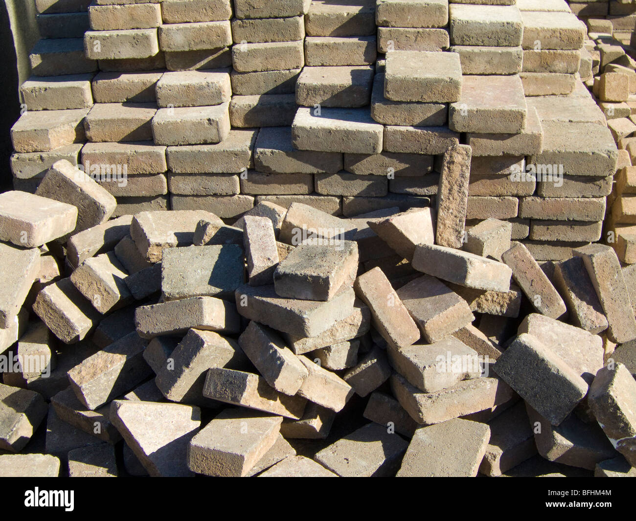 A pile of paving bricks Stock Photo
