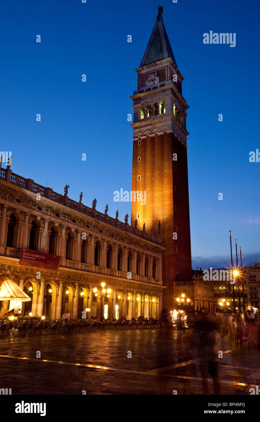 Campanile San Marco at dusk - Venice Veneto Italy Stock Photo