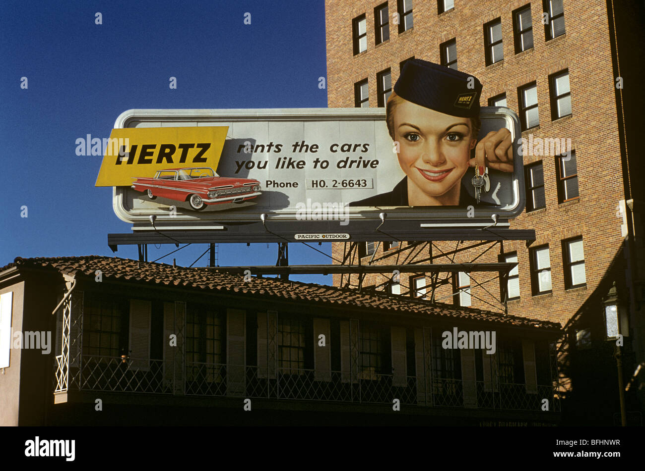 A billboard advertising Hertz rental cars in Los Angeles, CA Stock Photo