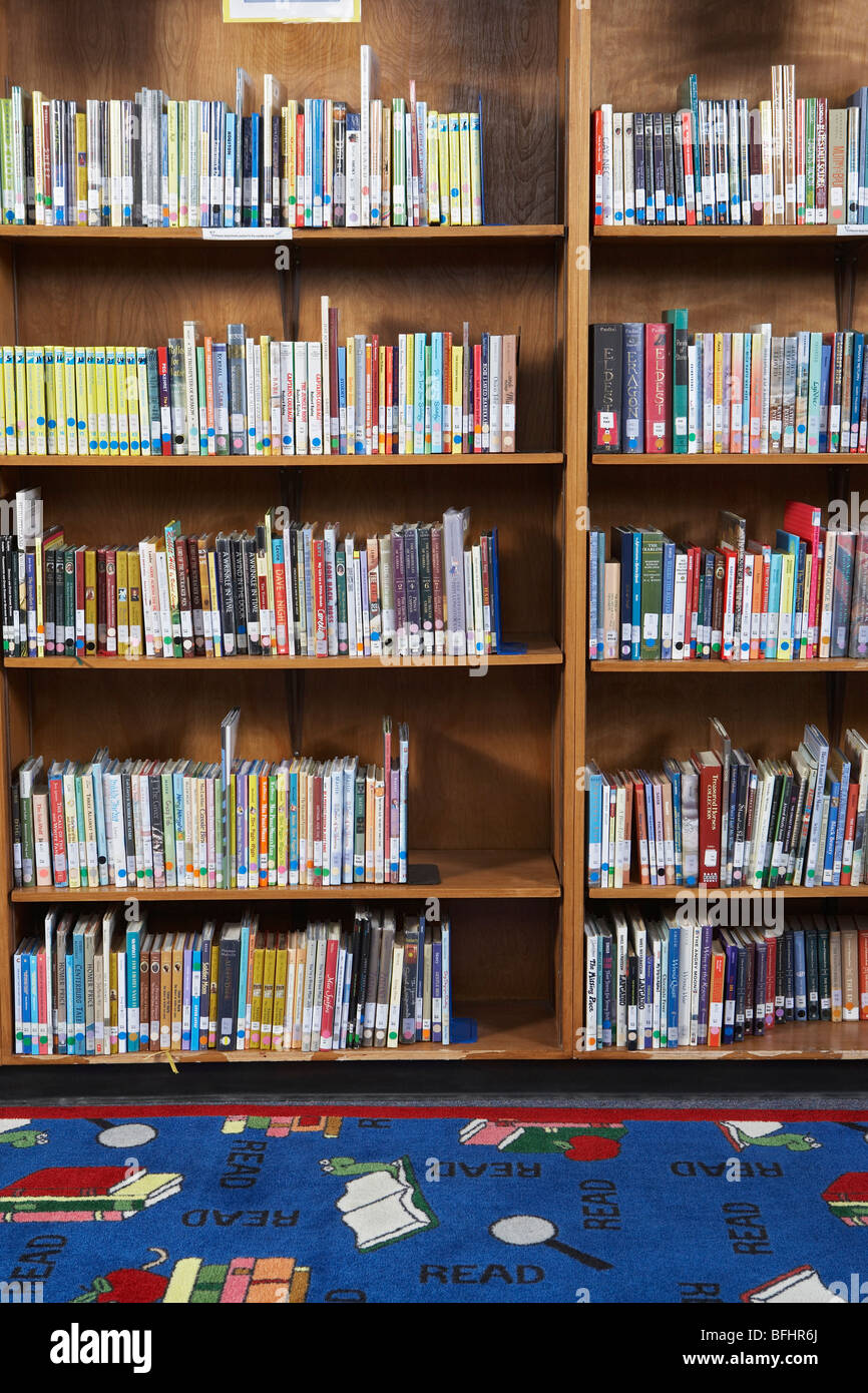 Bookshelf in library Stock Photo Alamy
