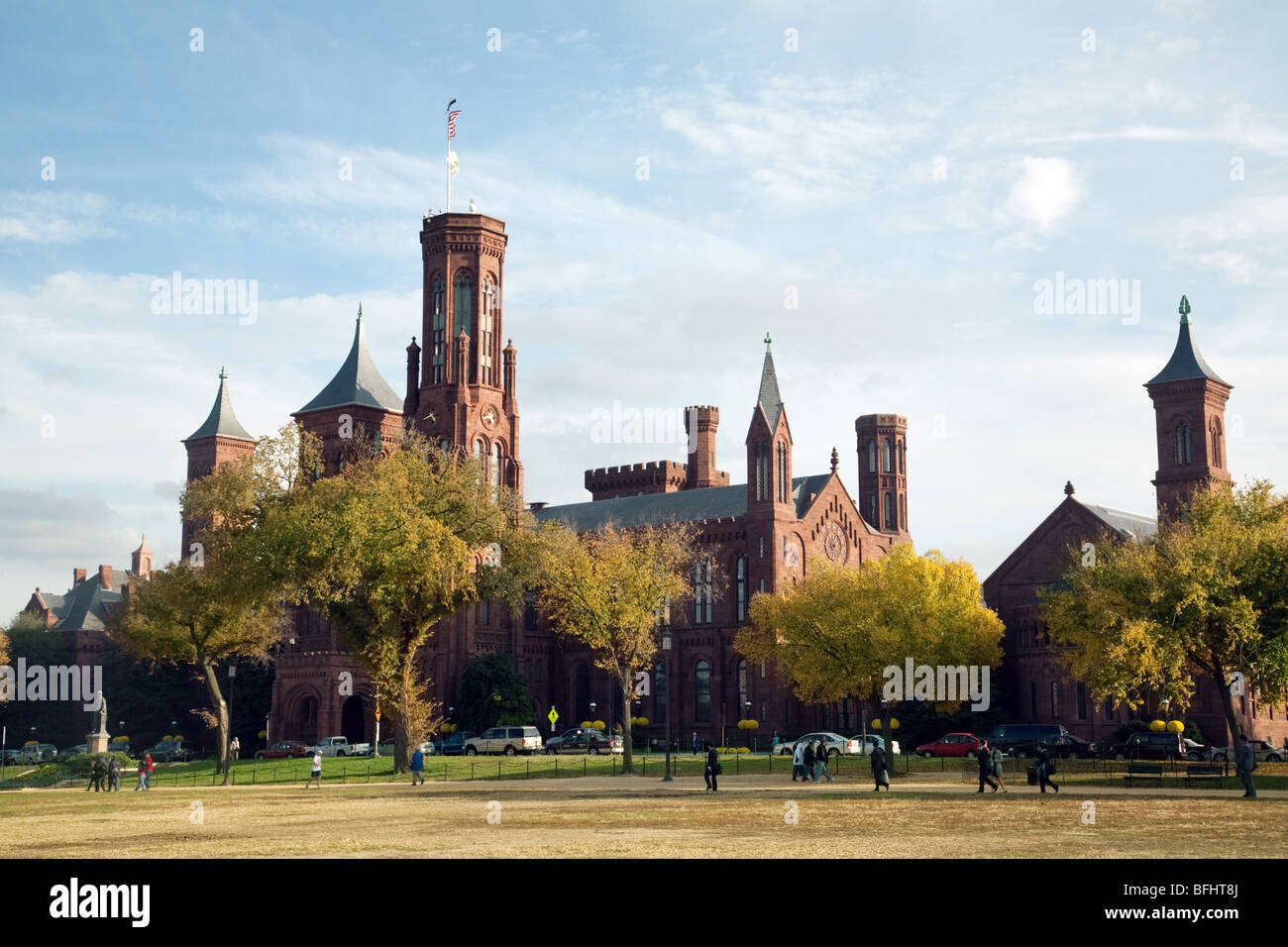 People outside the Smithsonian Institute, the National Mall, Washington DC USA Stock Photo