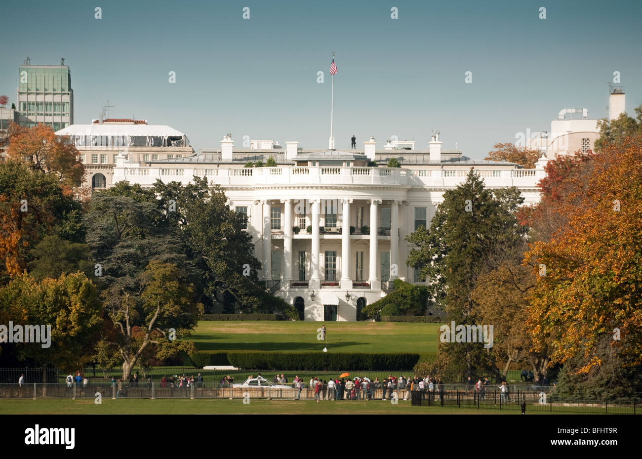 The White House from the National mall in the fall ( autumn ),  Washington DC, USA Stock Photo
