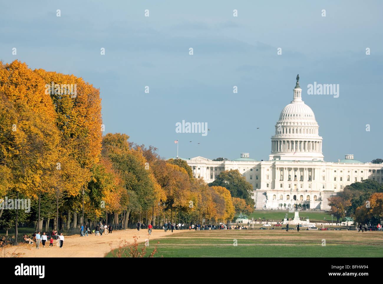 The Capitol building in autumn, National Mall, Washington DC, USA Stock Photo