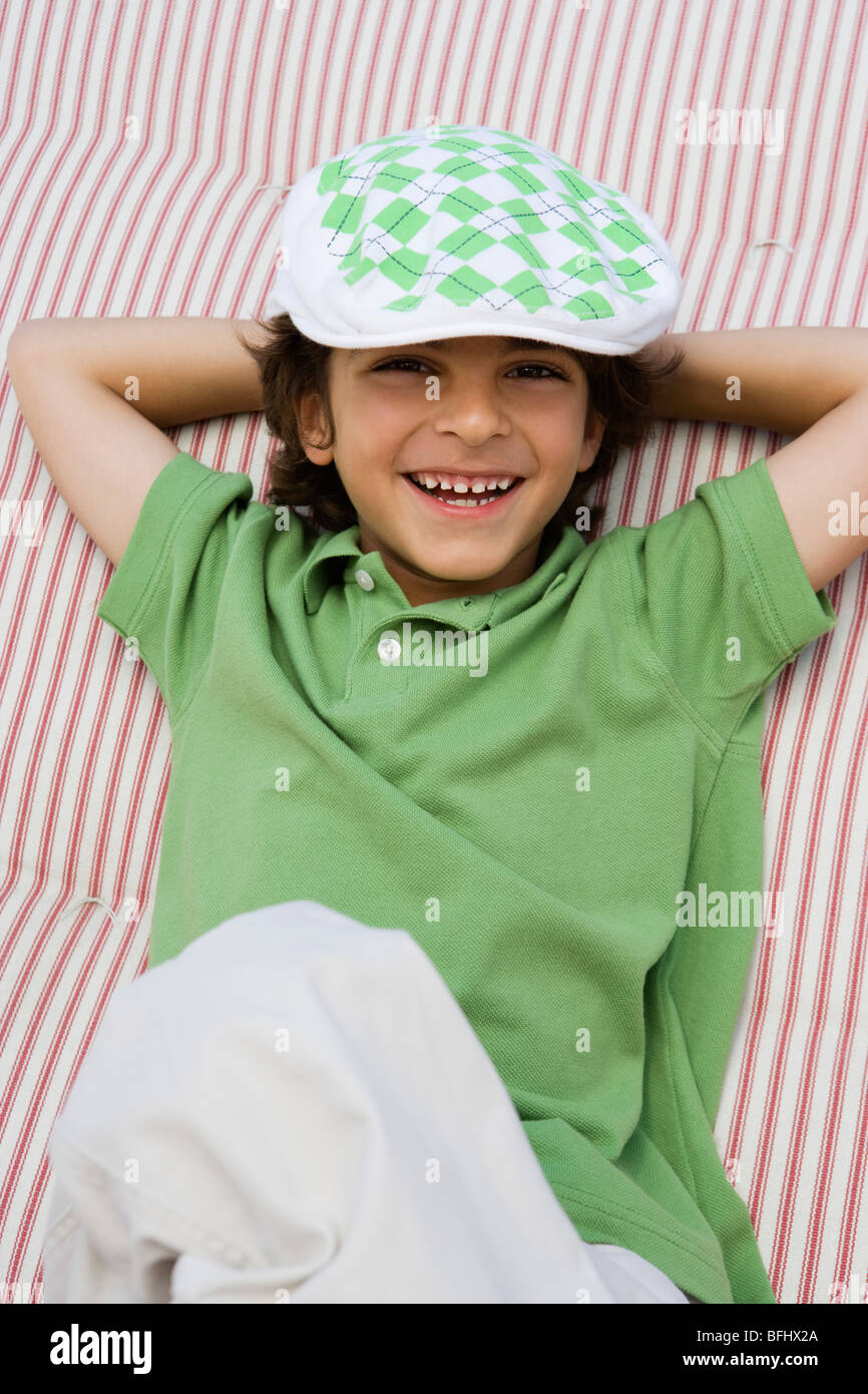 Boy Wearing Newsboy Cap Stock Photo
