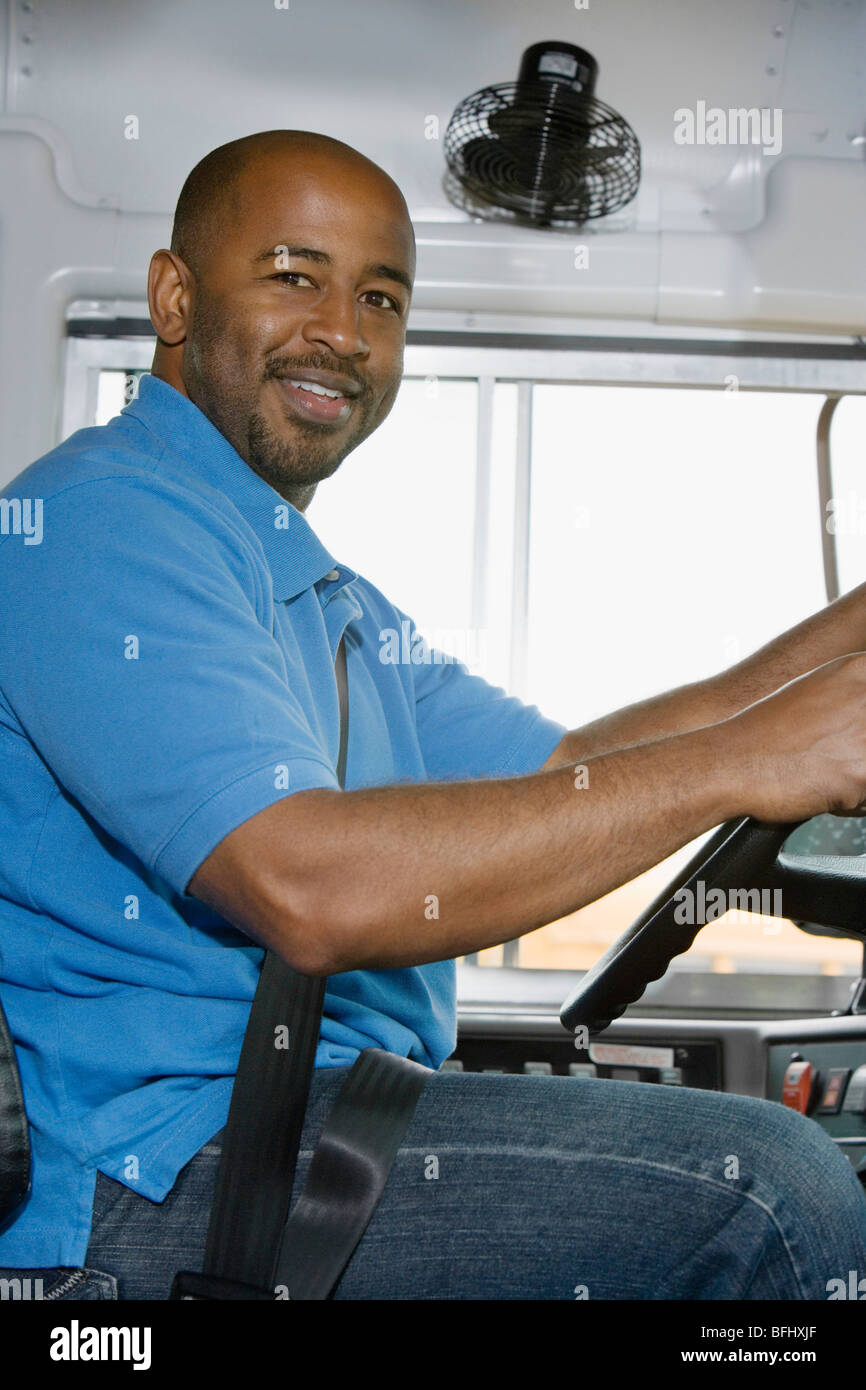 School Bus Driver in School Bus Stock Photo Alamy