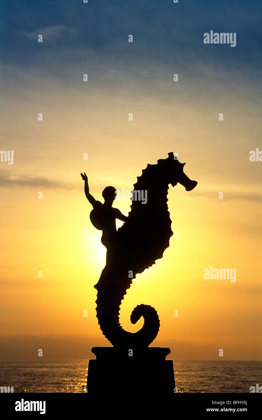 Seahorse statue on the Malecon, Puerto Vallarta, Mexico Stock Photo
