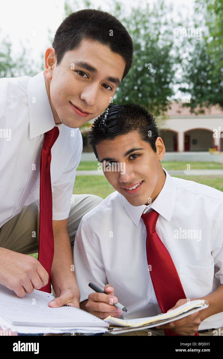 High School Friends Studying Stock Photo Alamy