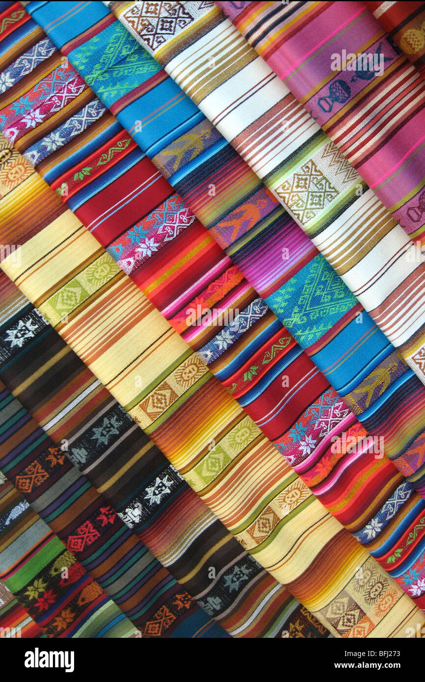 Fabric rolls in Ecuadar Stock Photo