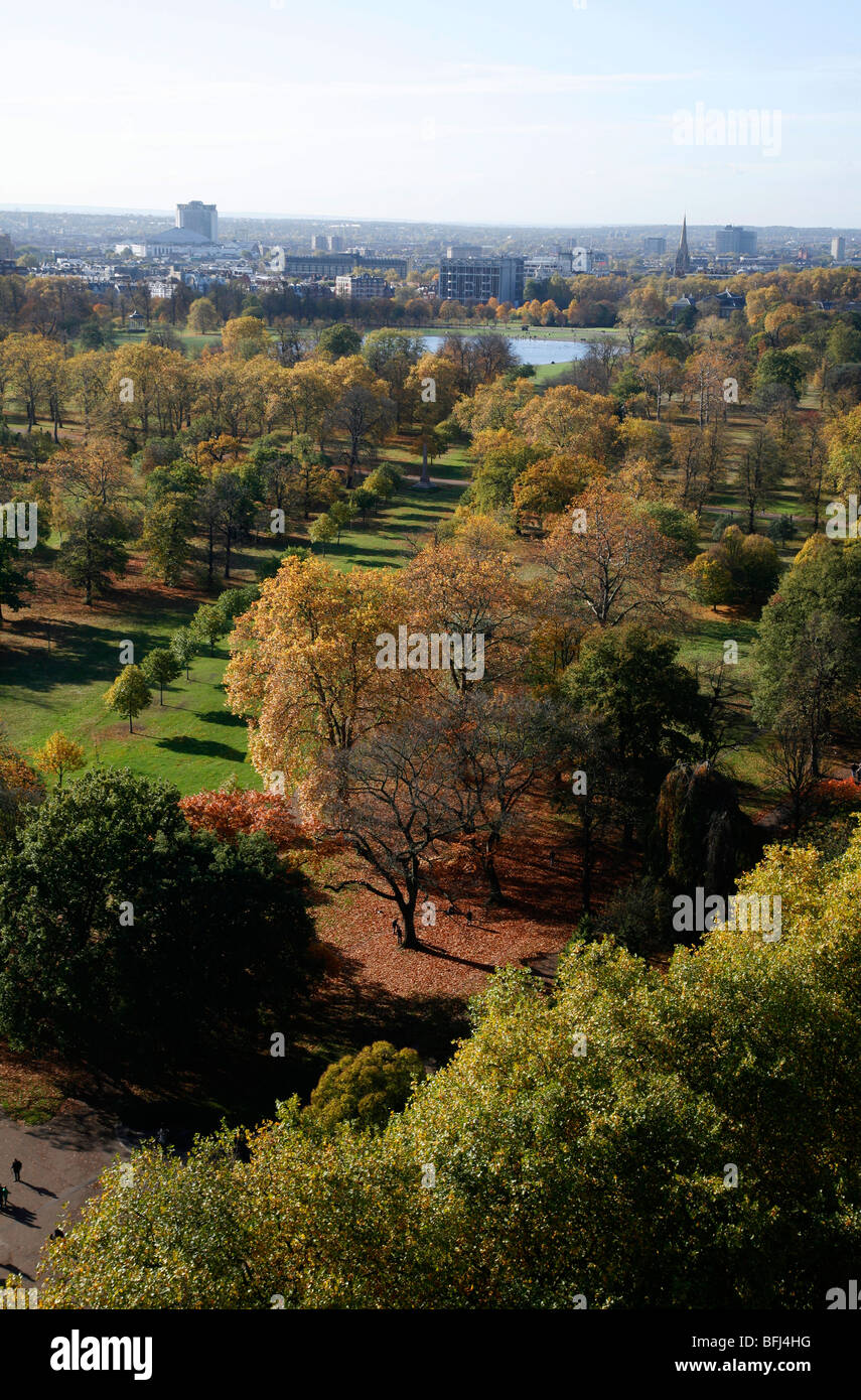 Aerial view of Budge's Walk and the Round Pond, Kensington Gardens, London, UK Stock Photo