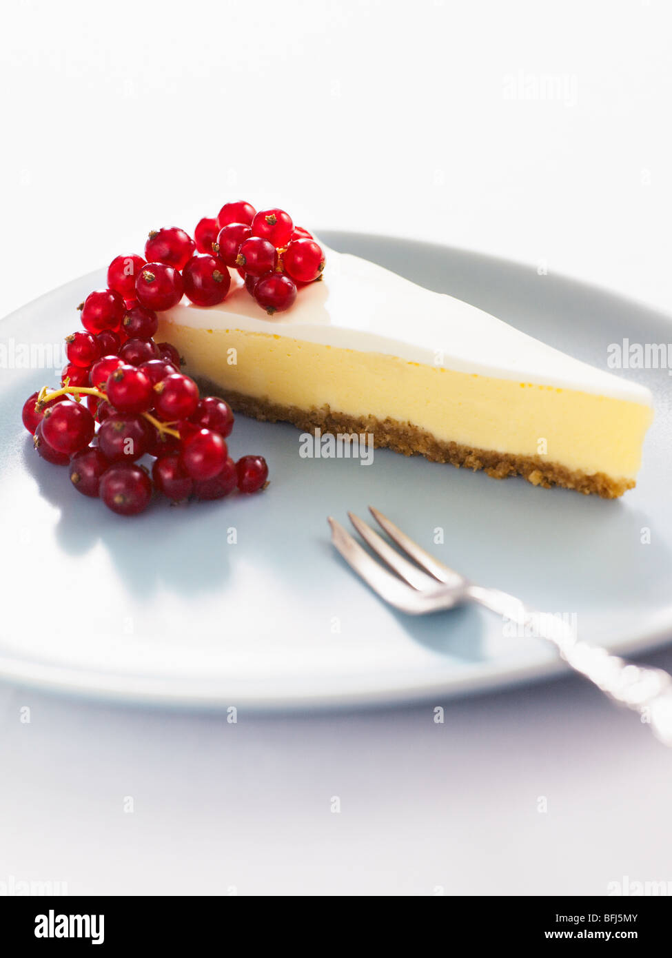 Cheesecake and redcurrant. Stock Photo