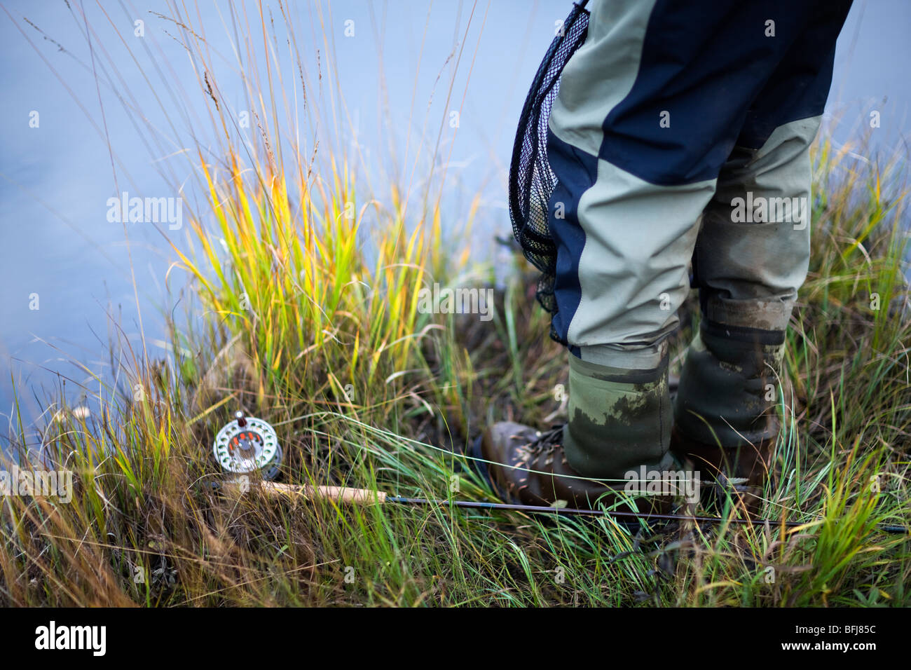 A man fly-fishing, Sweden Stock Photo - Alamy