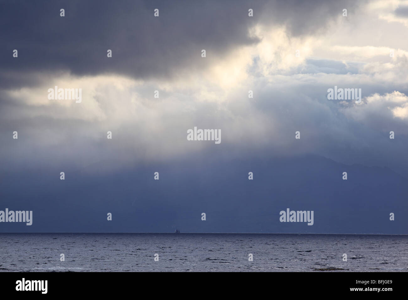 View from Ardrossan South Beach out towards the Firth of Clyde Stock Photo