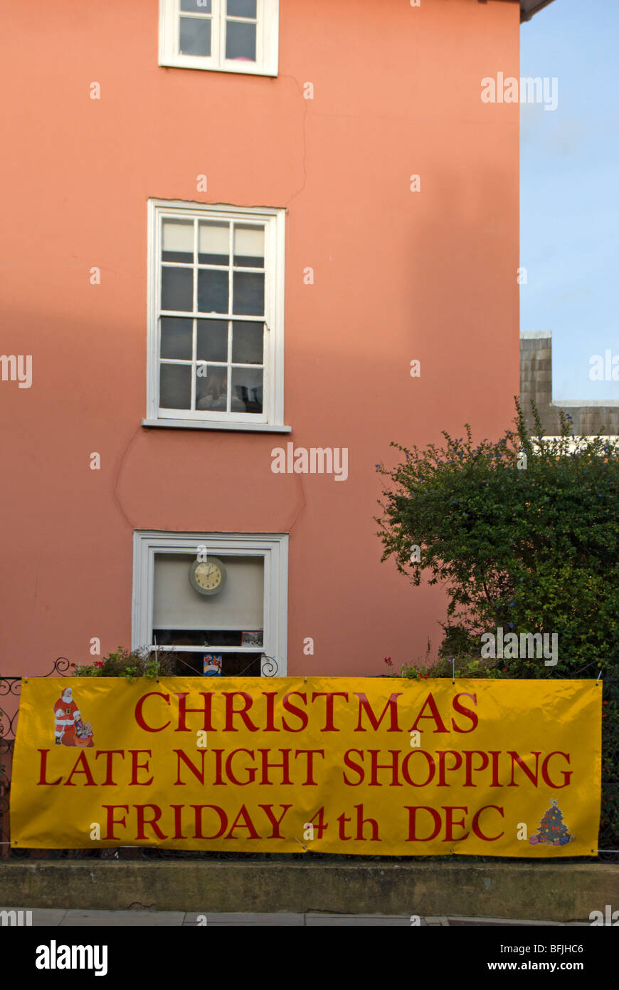 christmas late night shopping banner in barnes high street, southwest london, england Stock Photo