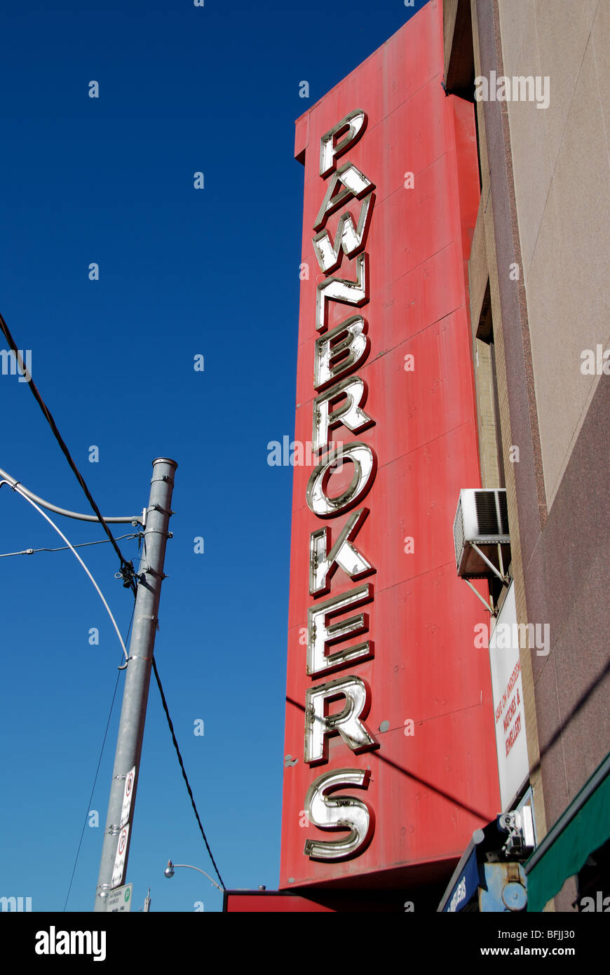 A pawnbrokers sign on Church Street in downtown Toronto Canada Stock Photo