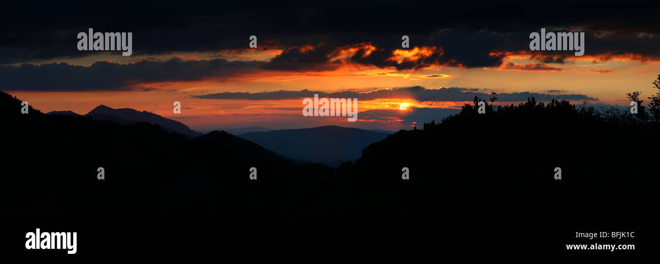 Sunset in the mountains Stock Photo