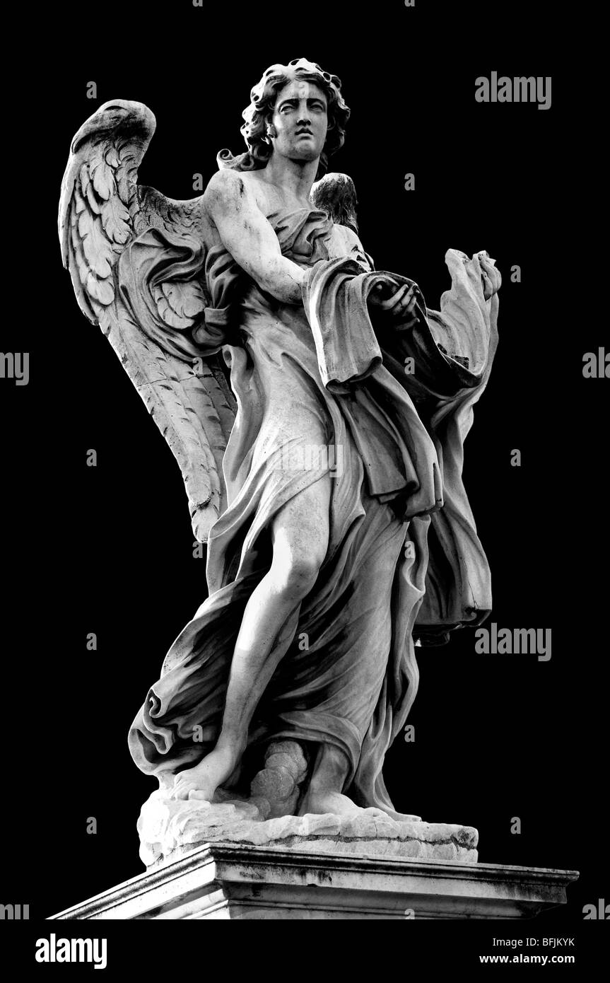 Angel with the Garment and Dice on Ponte Sant'Angelo, Rome Italy Stock Photo