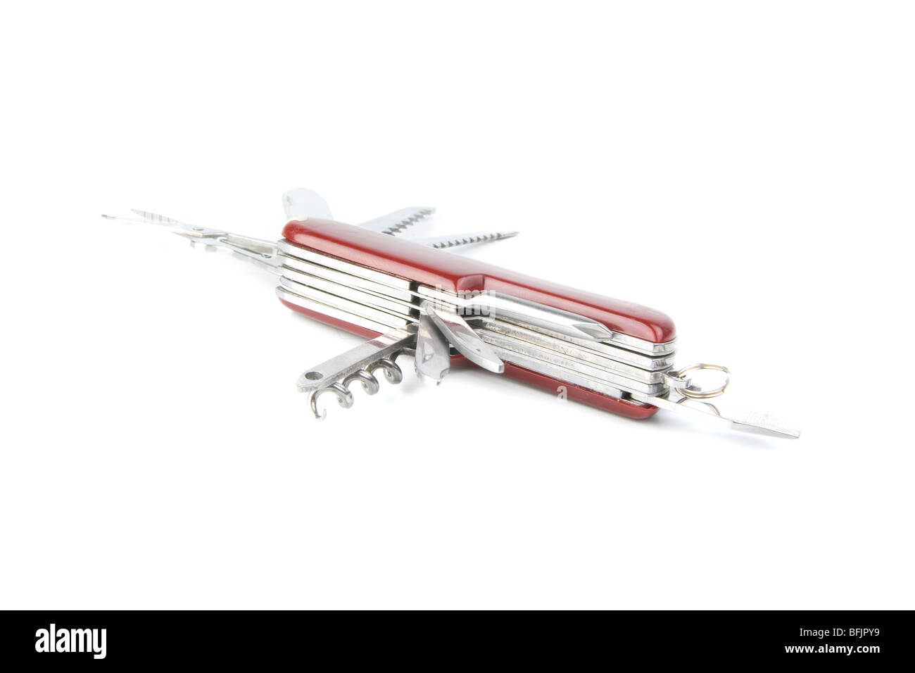 iconic pocket knife of the swiss army. lots of uses for designers Stock