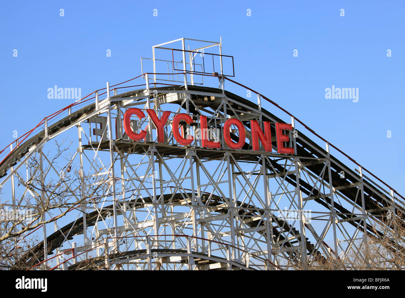 The world famous Cyclone wooden roller coaster, Coney Island, Brooklyn ...