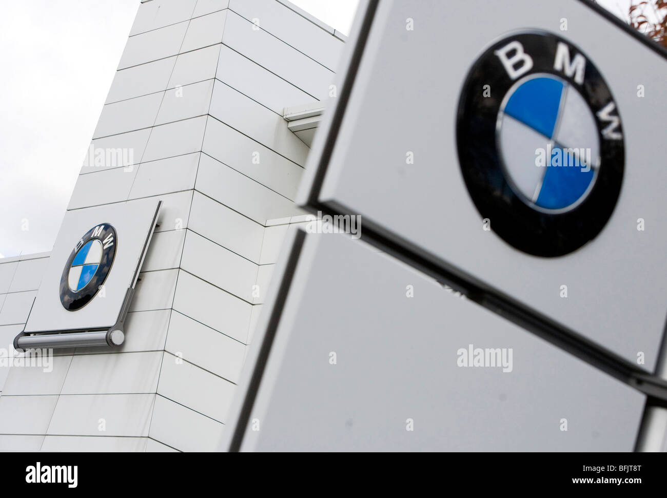 A BMW dealership in suburban Maryland.  Stock Photo