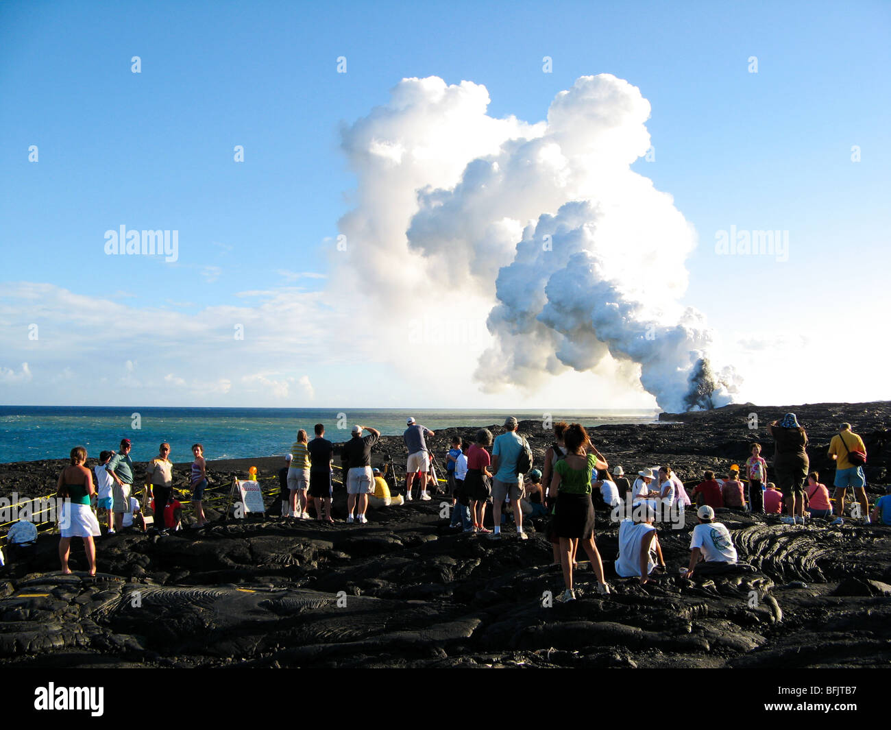 erupting volcano in Hawaii Stock Photo