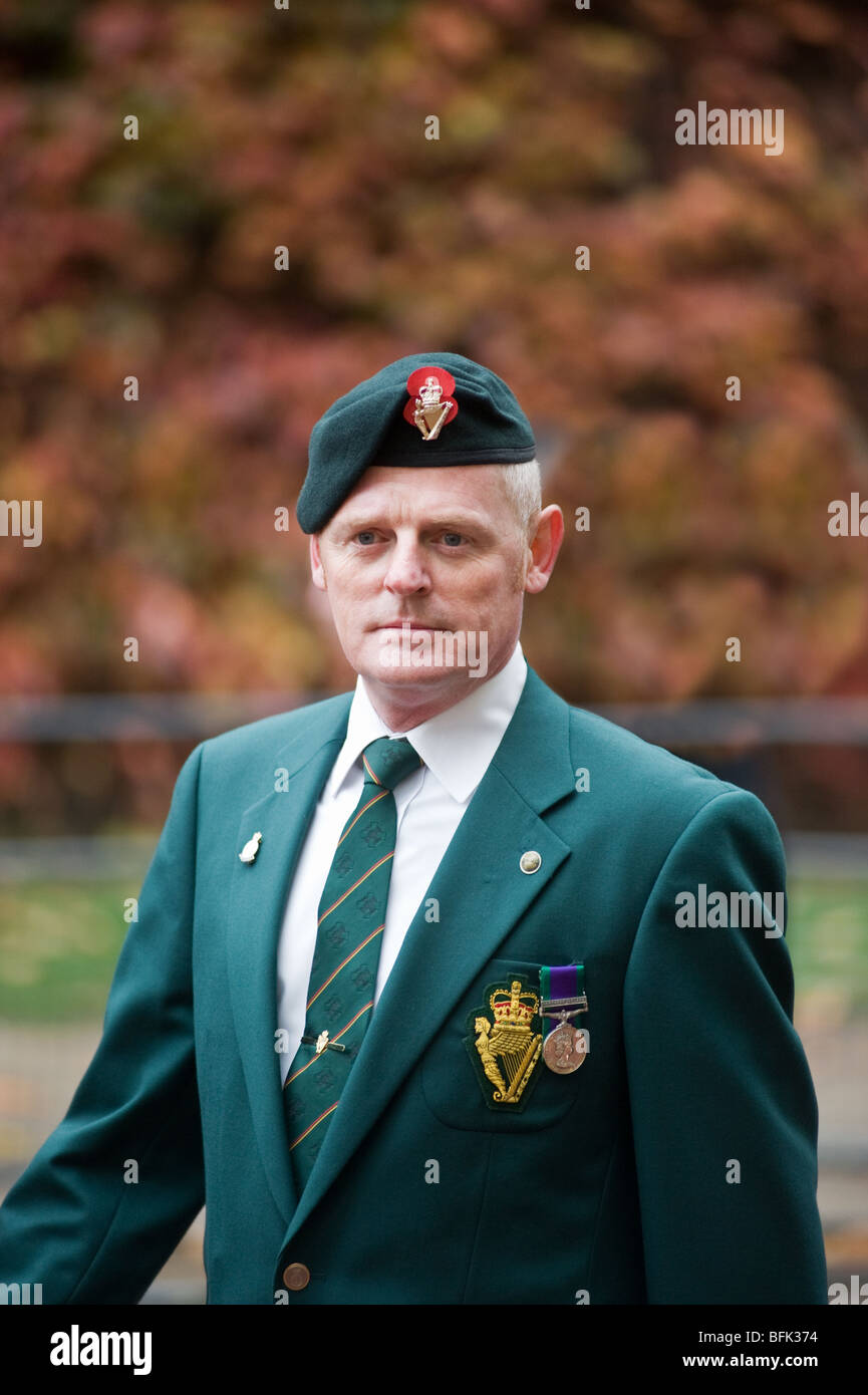 an ex Royal Marine in green beret and jacket at the Remembrance Day Parade  in London Stock Photo - Alamy