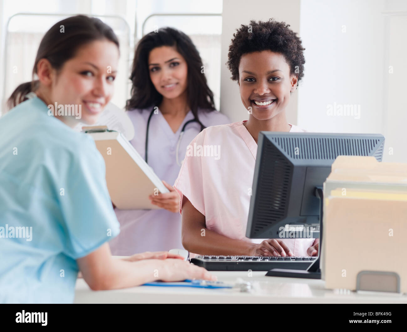 Nurses working in hospital Stock Photo